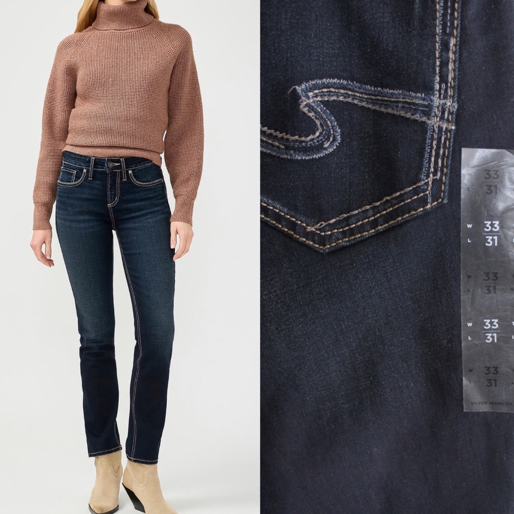 Silver Suki Straight Dark Wash Jeans 33 x 31 NWT